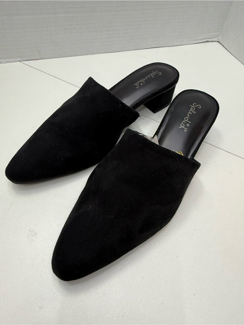Splendid Black Suede Pointed Slip-On Mules - Picture 2 of 8